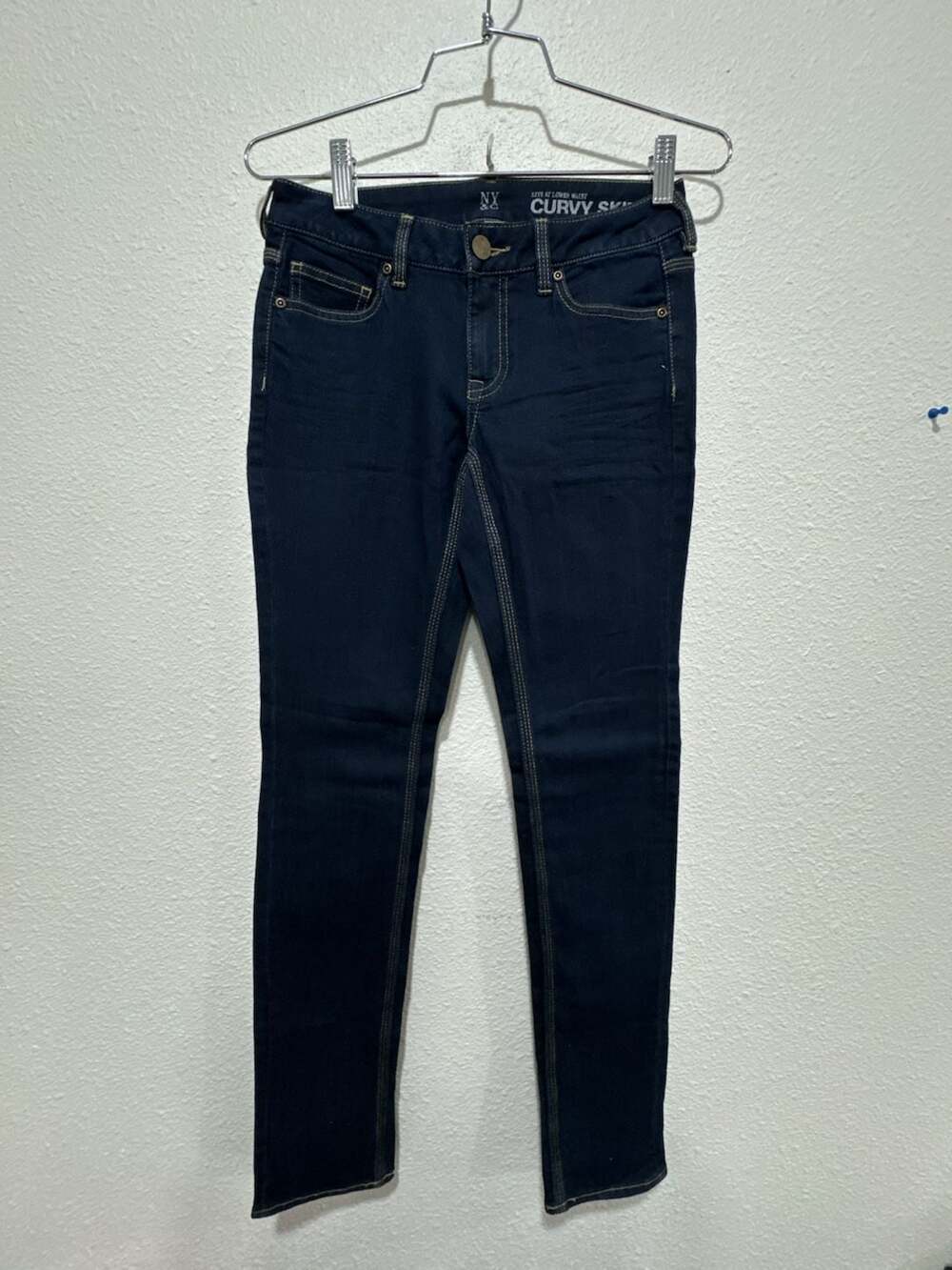 New York & Company Curvy Skinny Petite Low Waist Dark Wash Jeans